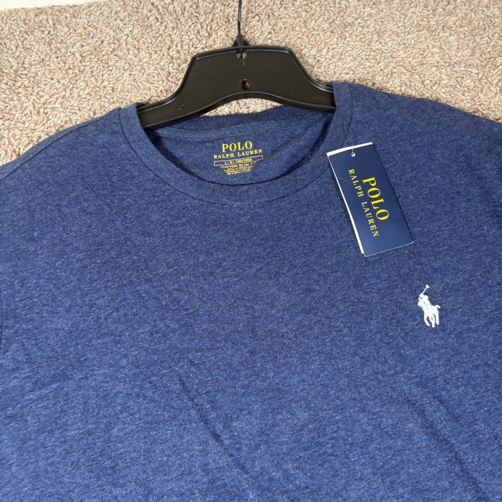 Polo Ralph Lauren Mens Custom Slim Fit T-Shirt Spring Navy Heather Large NEW